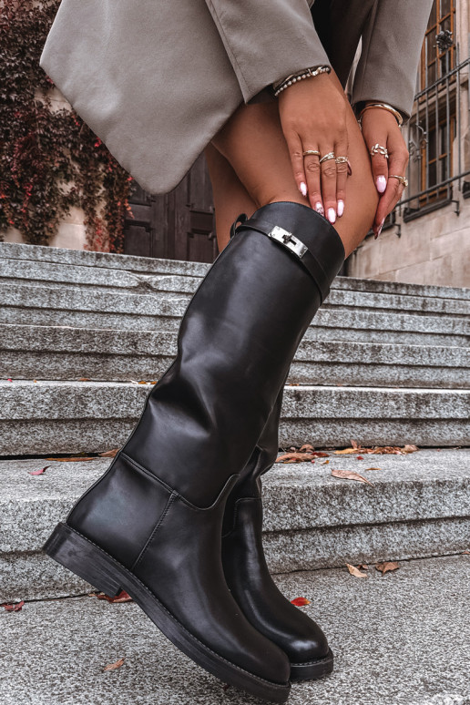 bottes pour femmes avec des talons décorés Eko Peau couleur noire Palisse