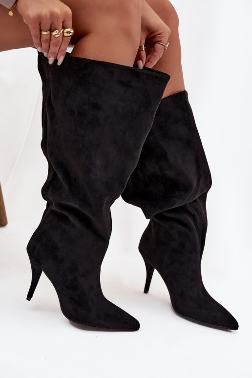 Un modèle convaincant bottes pour femmes avec des talons finsen daim écologiqueu couleur noire Noretta Un modèle convaincant bottes pour femmes avec des talons finsen daim écologiqueu couleur noire Noretta