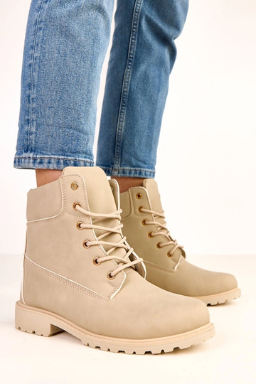 Bottes de travail beiges à finition mate Alicia