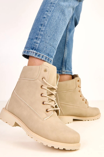 Bottes de travail beiges à finition mate Alicia 2