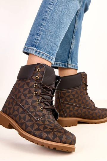 Bottes de travail noires et brunes à motif géométrique Alicia 2