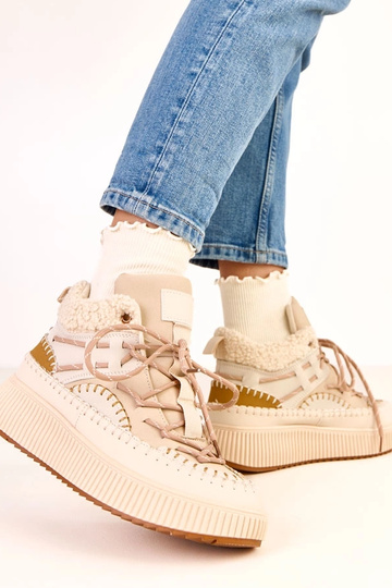 Bottes de neige beiges avec lacets et fourrure Lesly 2