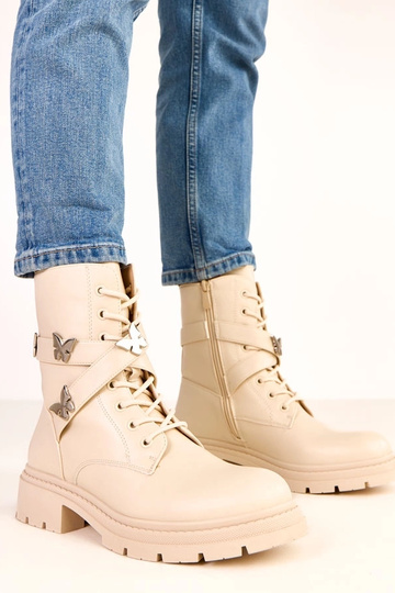 Bottines beiges ornées de papillons Justia