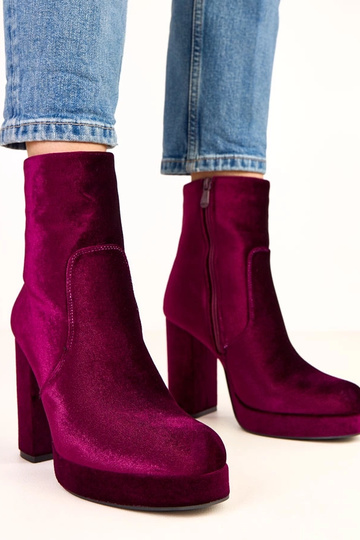 Bottines violettes à talon épais avec finition brillante Asanda