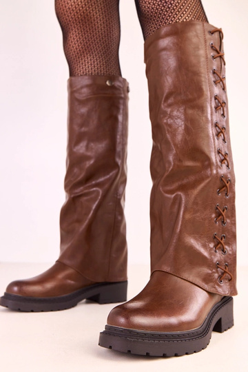 Bottes hautes brunes avec tige amovible Elane