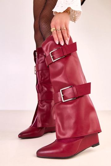 Bottes hautes rouges à plateforme avec boucles décoratives Toadera 2
