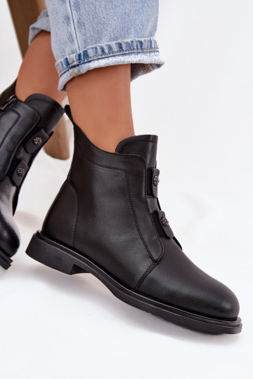 Bottines en simili cuir chaudes pour femmes D&A MK52-026 noires