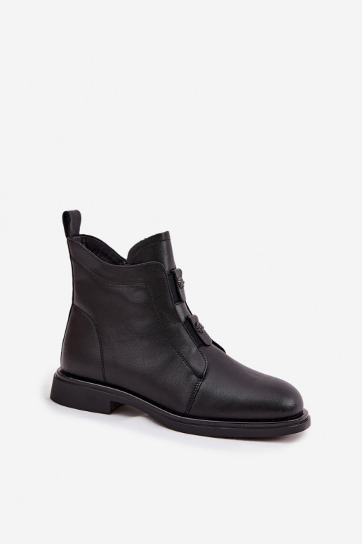 Peau réchauffer Bottes pour femmes D&A MK52-026 couleur noire Peau réchauffer Bottes pour femmes D&A MK52-026 couleur noire