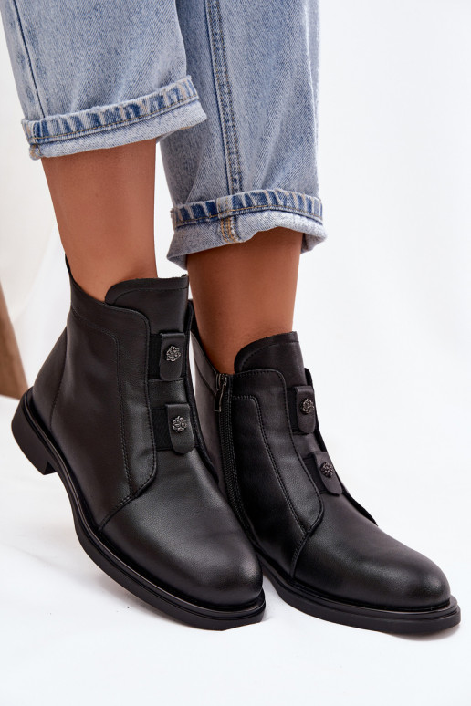 Peau réchauffer Bottes pour femmes D&A MK52-026 couleur noire Peau réchauffer Bottes pour femmes D&A MK52-026 couleur noire