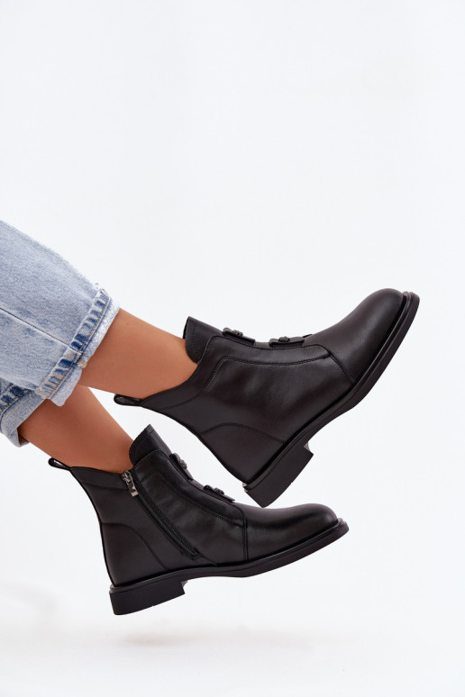 Peau réchauffer Bottes pour femmes D&A MK52-026 couleur noire Peau réchauffer Bottes pour femmes D&A MK52-026 couleur noire