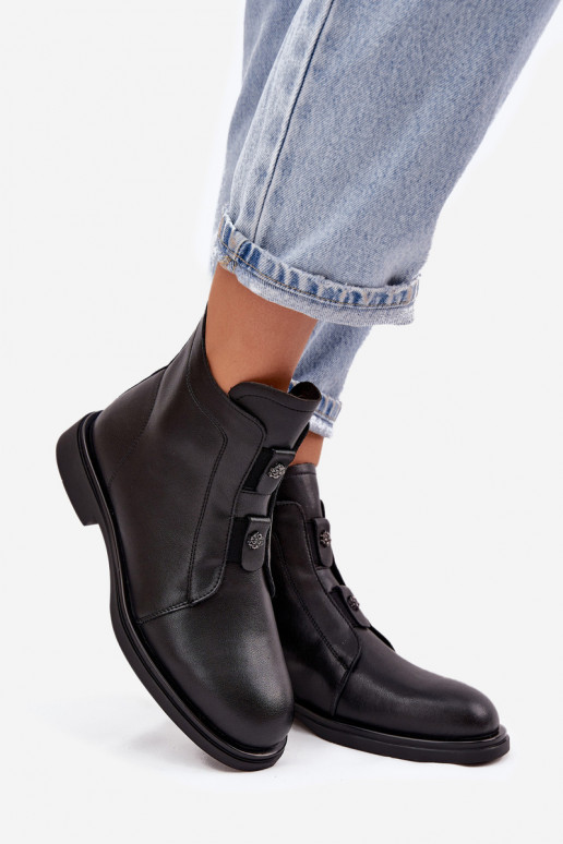 Peau réchauffer Bottes pour femmes D&A MK52-026 couleur noire Peau réchauffer Bottes pour femmes D&A MK52-026 couleur noire