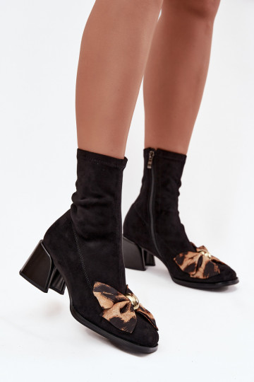 Bottines pour femmes avec nœuds Klocke D&A JC52-827 noires