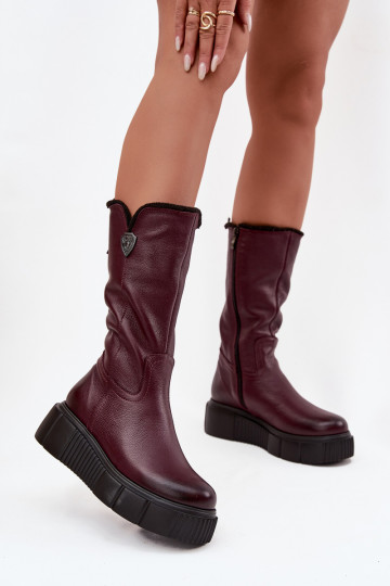 Féminin Peau bottes Avec Vilna Zazoo 70121 Bourgogne 2