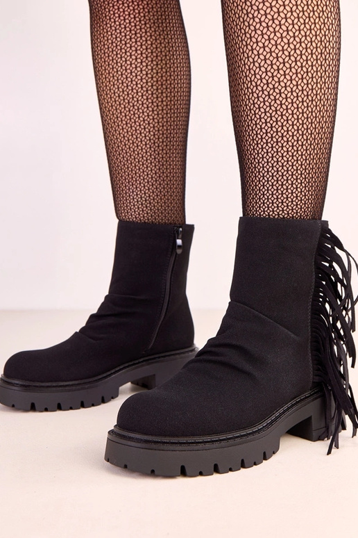 Bottes Silia en cuir noir avec... Bottes Silia en cuir noir avec...