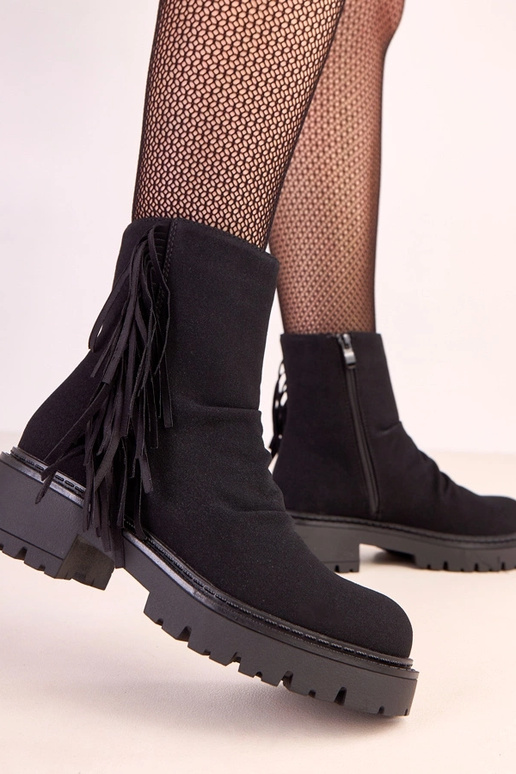 Bottes Silia en cuir noir avec... Bottes Silia en cuir noir avec...