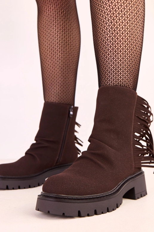 Bottes Silia en cuir chocolat avec... Bottes Silia en cuir chocolat avec...