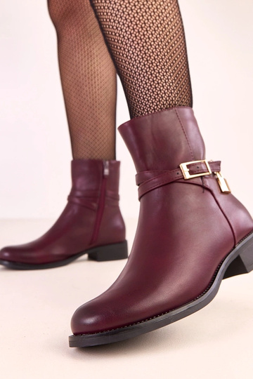 Bottes Zema en rouge foncé avec boucle et cadenas 2