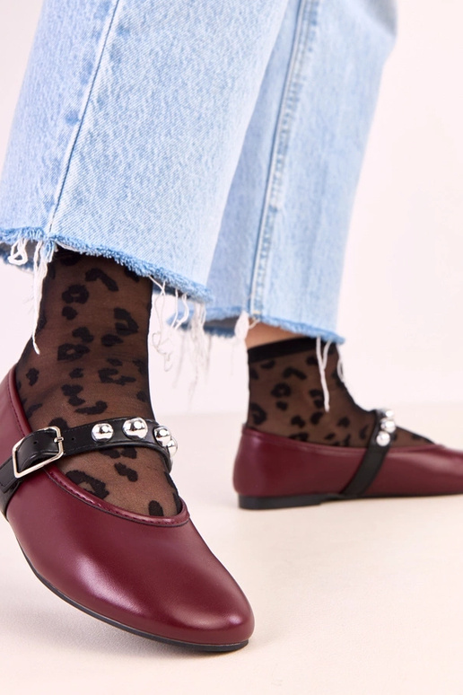 Ballerines Faira en rouge foncé avec... Ballerines Faira en rouge foncé avec...