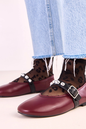 Ballerines Faira en rouge foncé avec boucle décorée 2