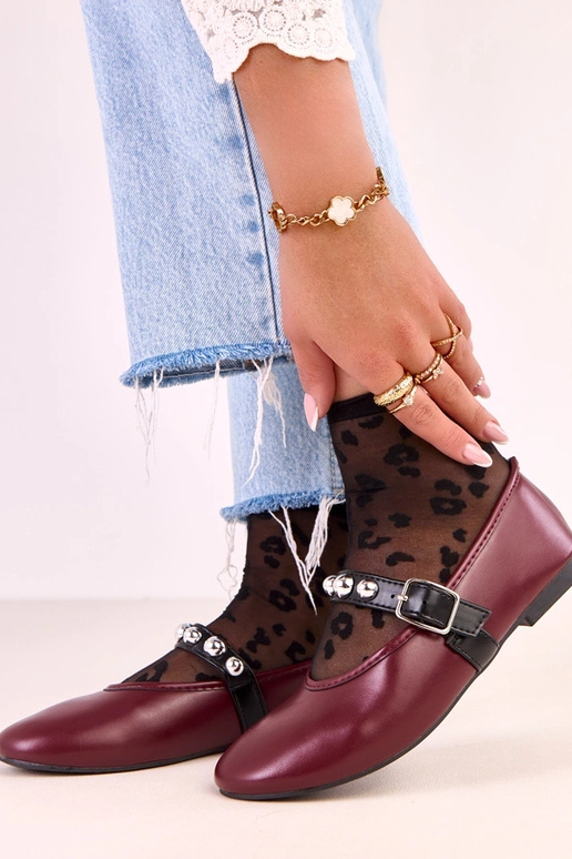 Ballerines Faira en rouge foncé avec... Ballerines Faira en rouge foncé avec...