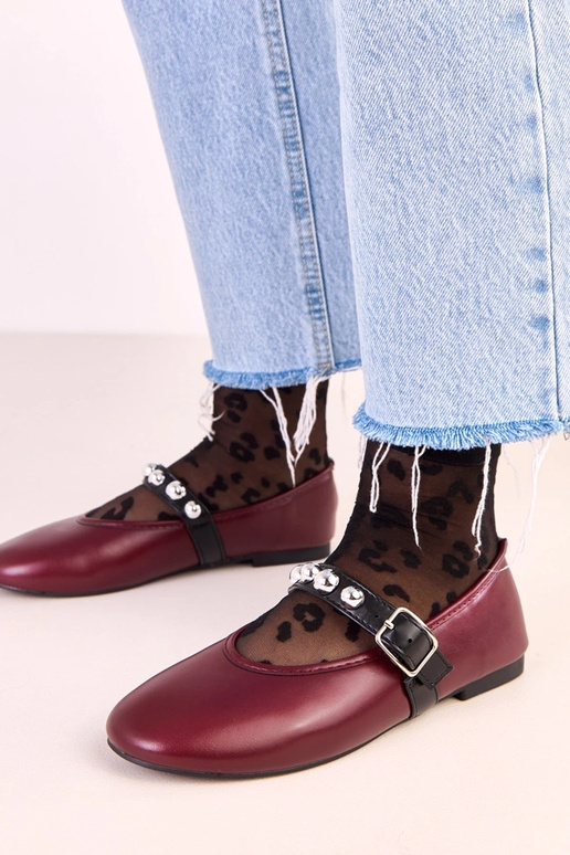 Ballerines Faira en rouge foncé avec... Ballerines Faira en rouge foncé avec...