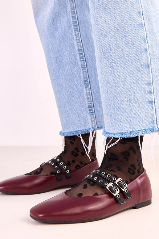 Ballerines Alfira en rouge foncé avec... Ballerines Alfira en rouge foncé avec...