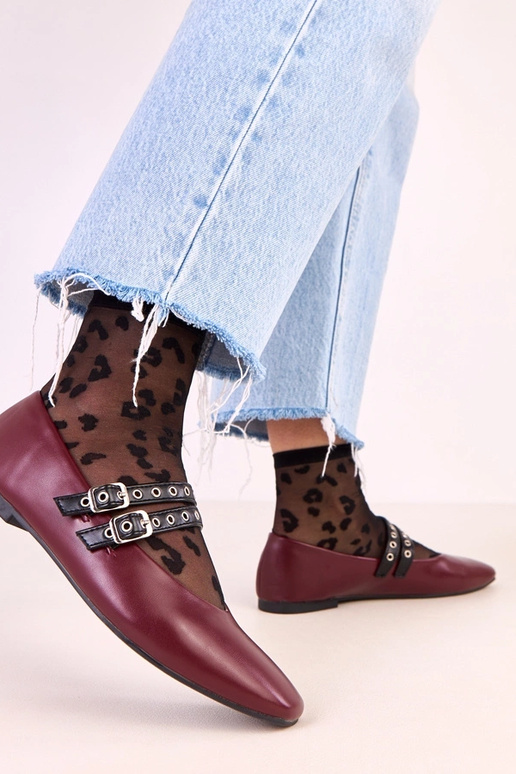 Ballerines Alfira en rouge foncé avec... Ballerines Alfira en rouge foncé avec...