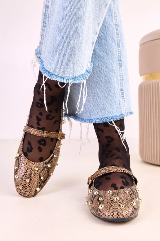 Ballerines Selena en cuir marron avec... Ballerines Selena en cuir marron avec...