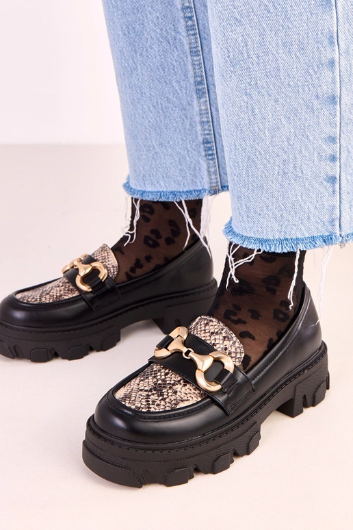 Mocassins Ruben en cuir noir avec... Mocassins Ruben en cuir noir avec...