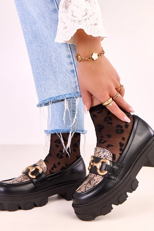 Mocassins Ruben en cuir noir avec... Mocassins Ruben en cuir noir avec...