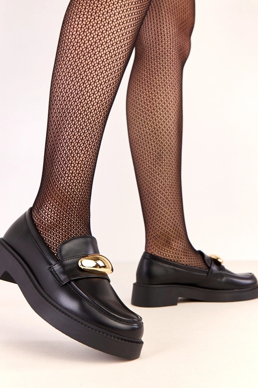 Mocassins Ella en cuir noir avec... Mocassins Ella en cuir noir avec...