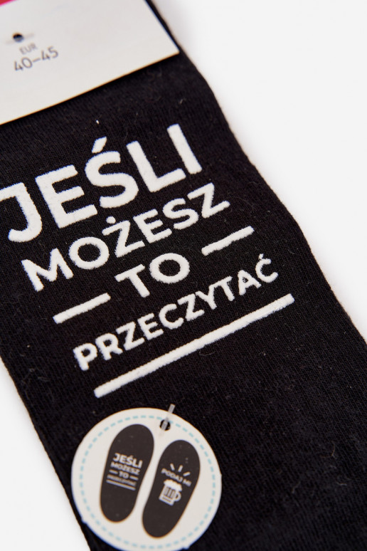 Chaussettes pour hommes avec inscription "Donne-moi une bière" noires