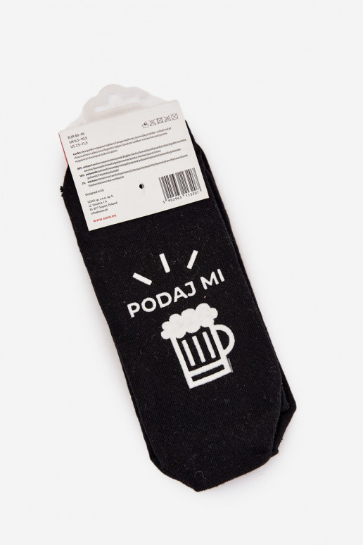 Chaussettes pour hommes avec inscription "Donne-moi une bière" noires