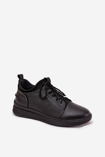 Chaussures en cuir pour hommes Lee Cooper LCJ-26-33-3964 en noir