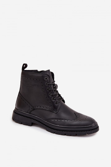 Bottes en cuir pour hommes Lee Cooper LCJ-25-33-3961 en noir