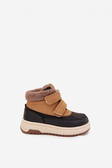 Bottes de neige pour enfants en cuir marron avec fermetures auto-agrippantes Darlene 2