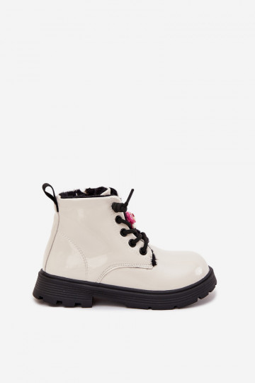 Bottines pour enfants blanches en faux cuir avec effet verni et oursons Jovellea 2