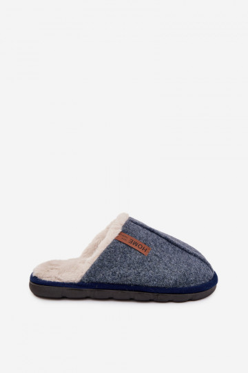 Chaussons pour hommes avec fourrure intérieure couleur bleu marine Darielle 2