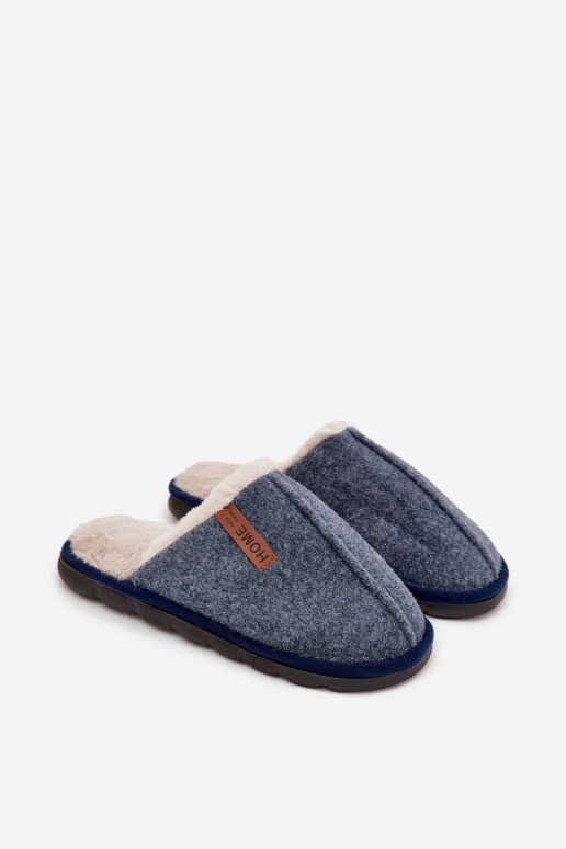 Chaussons Mâle réchauffer avec de la fourrure à l intérieur bleu foncé Darielle Chaussons Mâle réchauffer avec de la fourrure à l intérieur bleu foncé Darielle