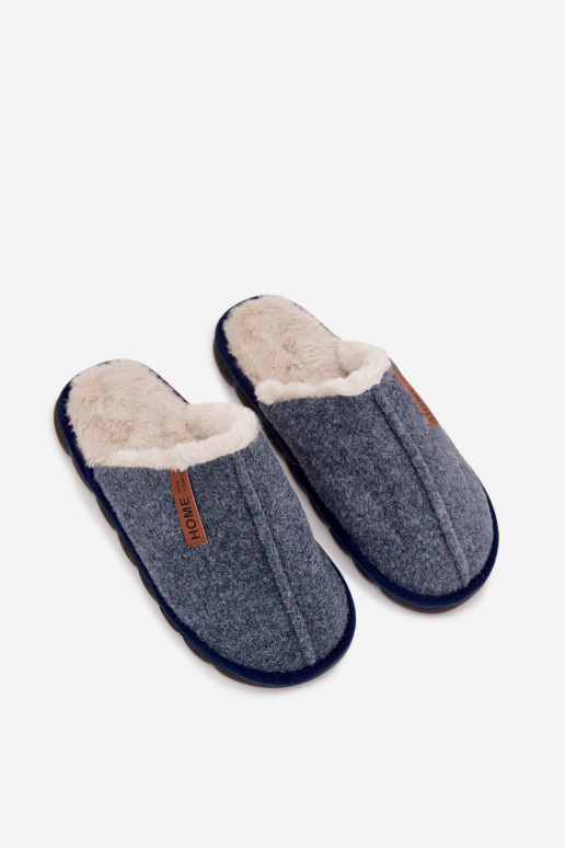 Chaussons Mâle réchauffer avec de la fourrure à l intérieur bleu foncé Darielle Chaussons Mâle réchauffer avec de la fourrure à l intérieur bleu foncé Darielle