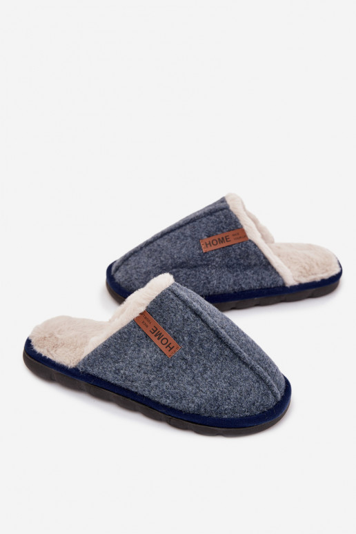 Chaussons Mâle réchauffer avec de la fourrure à l intérieur bleu foncé Darielle Chaussons Mâle réchauffer avec de la fourrure à l intérieur bleu foncé Darielle