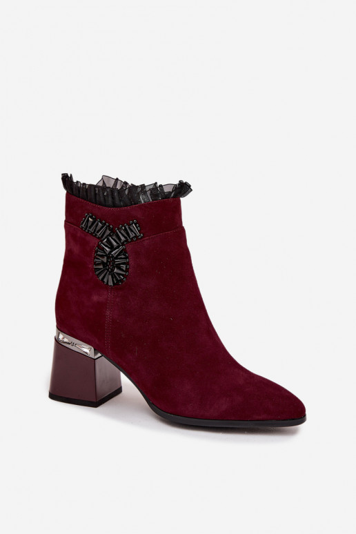 en daim Peau Bottes pour femmes avec des ornements réchauffer D&A MR52-127 Bourgogne en daim Peau Bottes pour femmes avec des ornements réchauffer D&A MR52-127 Bourgogne