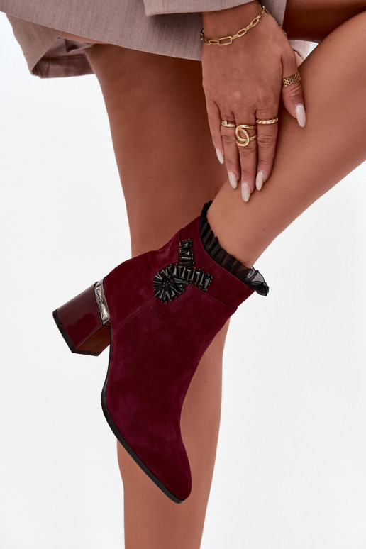 en daim Peau Bottes pour femmes avec des ornements réchauffer D&A MR52-127 Bourgogne en daim Peau Bottes pour femmes avec des ornements réchauffer D&A MR52-127 Bourgogne