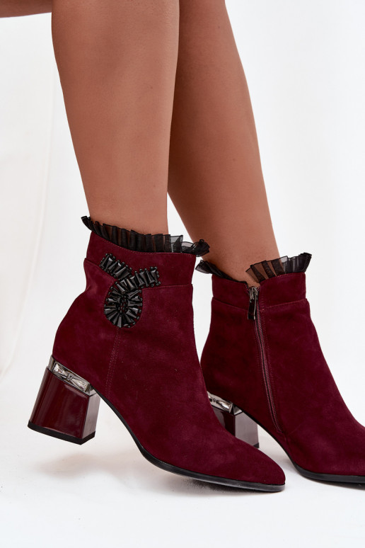 en daim Peau Bottes pour femmes avec des ornements réchauffer D&A MR52-127 Bourgogne en daim Peau Bottes pour femmes avec des ornements réchauffer D&A MR52-127 Bourgogne