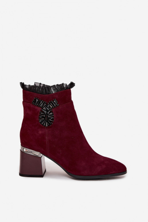 en daim Peau Bottes pour femmes avec des ornements réchauffer D&A MR52-127 Bourgogne en daim Peau Bottes pour femmes avec des ornements réchauffer D&A MR52-127 Bourgogne