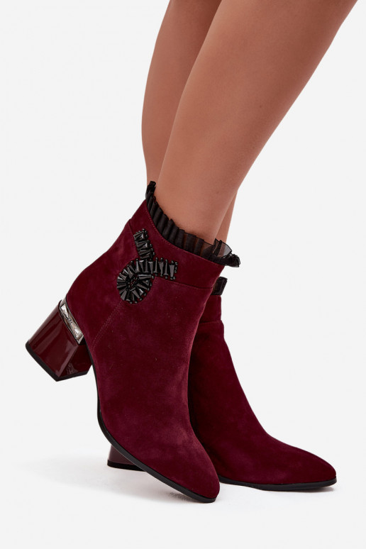 en daim Peau Bottes pour femmes avec des ornements réchauffer D&A MR52-127 Bourgogne en daim Peau Bottes pour femmes avec des ornements réchauffer D&A MR52-127 Bourgogne