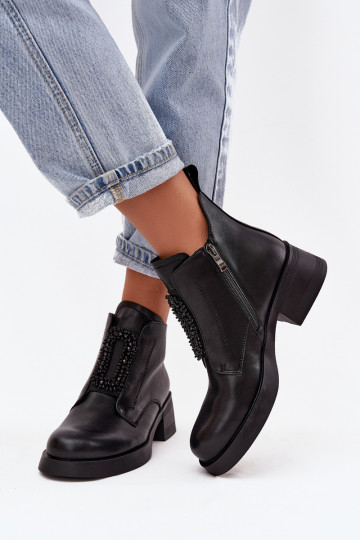 Peau Bottes pour femmes Klocke avec des ornements D&A JC52-869 couleur noire 2