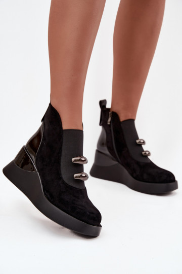Bottes pour femmes Sur un coin D&A MR52-106 couleur noire 2