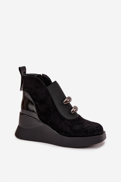 Bottes pour femmes Sur un coin D&A MR52-106 couleur noire Bottes pour femmes Sur un coin D&A MR52-106 couleur noire