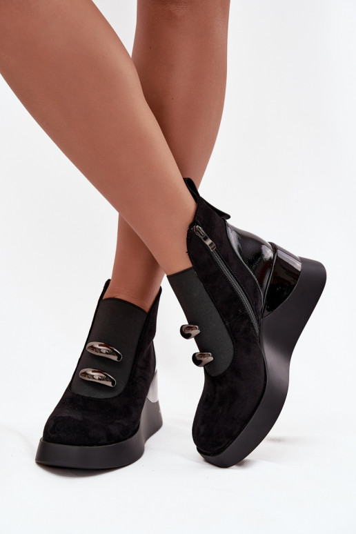 Bottes pour femmes Sur un coin D&A MR52-106 couleur noire Bottes pour femmes Sur un coin D&A MR52-106 couleur noire